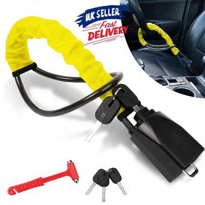 Seat Belt Lock Steering Wheel Lock Car Security Anti-Theft Device Yellow