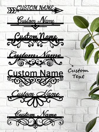 1pc Customizable Metal Name Tags With Elegant Patterns - Custom Metal Words, Custom Text, Custom Name Script Metal Logo - Personalized Wall Decoration, Front Door Decoration, Garden Wall Art - Outdoor Decoration For Home And Garden Metal Logo - Custom Wall Decoration For Office - Home Gifts, Ideal Choice For School, Housewarming Gifts/Weddings/Anniversaries/Mother's Day/Father's Day/Valentine's Day Gifts, Christmas