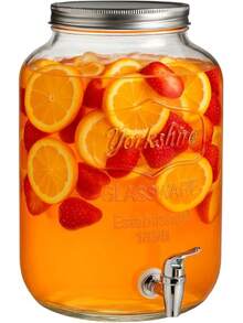 Dispensador de bebidas vintage, dispensador de agua de vidrio, vitolero de vidrio con etiqueta negra y tapa (8 litros con base) - 8 L sin base - Ver 12