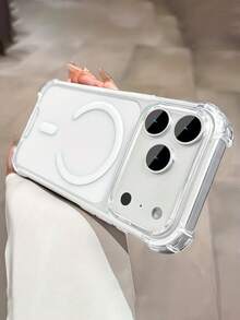 新款高级磁吸透明亚克力手机壳，兼容 17/16/15/14/13/12 Pro Max/14/15/16 Plus/17/Air/11，支持无线充电，透明防震保护壳 - 透明白 - 查看 6