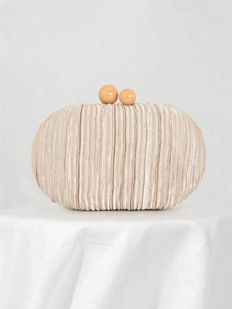 下班后女士奢华缎面不对称迷你晚宴手拿包，优雅褶皱正装包，适合正式派对、浪漫婚礼、庆典、圣诞聚会，配有链条肩带。送给她的理想礼物。