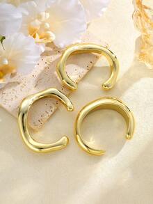 3/1pc Vintage Elegant Bohemian Style CCB Material Lightweight Delicate Wavy Open Bangle Bracelet Set, Suitable For Women's Daily, Party, Date, Vacation Wear, Stackable, Perfect Gift Choice - Gold - View 4