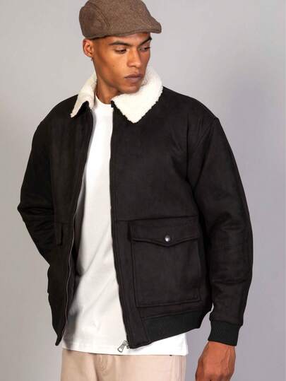 Herren Hochwertige Spezialtextil Herbst/Winter Mode Regeljacke mit Fellkragen