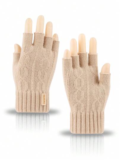 iwarm زوج من قفازات الأصبع النصفية عالية الجودة من صوف الألباكا، طراز دافئ يبقيك مريحًا في الخريف والشتاء للمكتب والدراجات والأنشطة الخارجية، أفضل خيار هدية لقفازات الثلج