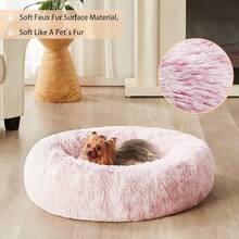 Cozy Self-Warming Faux Fur Donut Cuddler Round Plush Pet Bed (20 X 20 X 8 Inch, Light Pink) - màu hồng nhạt - Xem 11