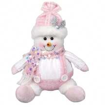 1pc New Christmas Sitting Plush Doll Santa Claus, Snowman, Reindeer, Pink Stuffed Doll, Ideal Gift For Girls, Best Friends, Lovers, Christmas Decoration