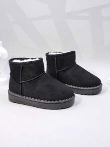 Autumn And Winter New Children's Snow Boots, Medium And Large-sized Children's Flat-bottomed Girls' Shoes, Thick-bottomed Boys' Warm Boots, Baby Ankle Boots With Plush - Black - View 6