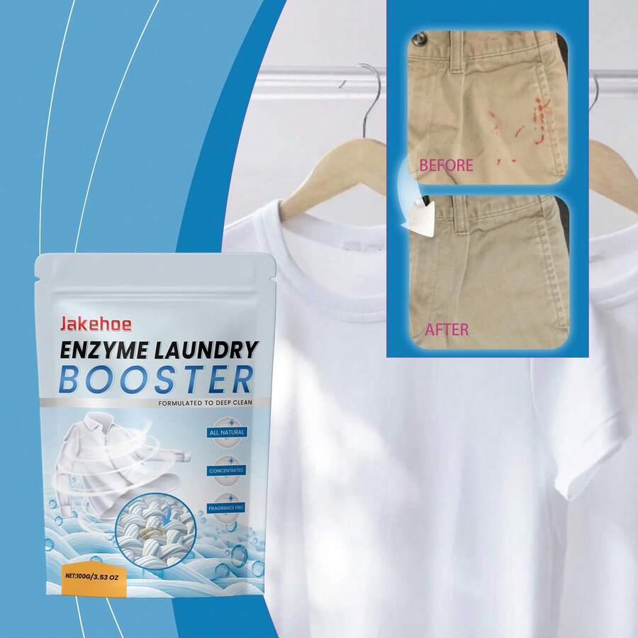 jakehoe High-Efficiency Enzyme Laundry Booster Gently Clean Clothes Remove Stubborn Yellow Stains Sweat Stains Long-Lasting Fragrance Laundry Active Enzyme Cleaning Powder