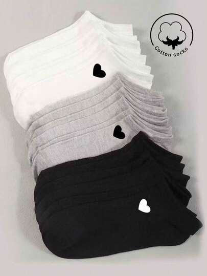 30/20/15/10/5/3/1 Pairs Women Cotton Socks, Invisible Socks, Short Socks, White Socks, Grey Socks, Black Socks, Ladies Socks, Cute Socks, Girls Socks, Suitable For All Seasons, With Breathable Mesh Details, Moisture-Wicking, Soft And Smooth, Suitable For Festivals, Sports, Casual, Business And Other Daily Wear, Random Color Combinations