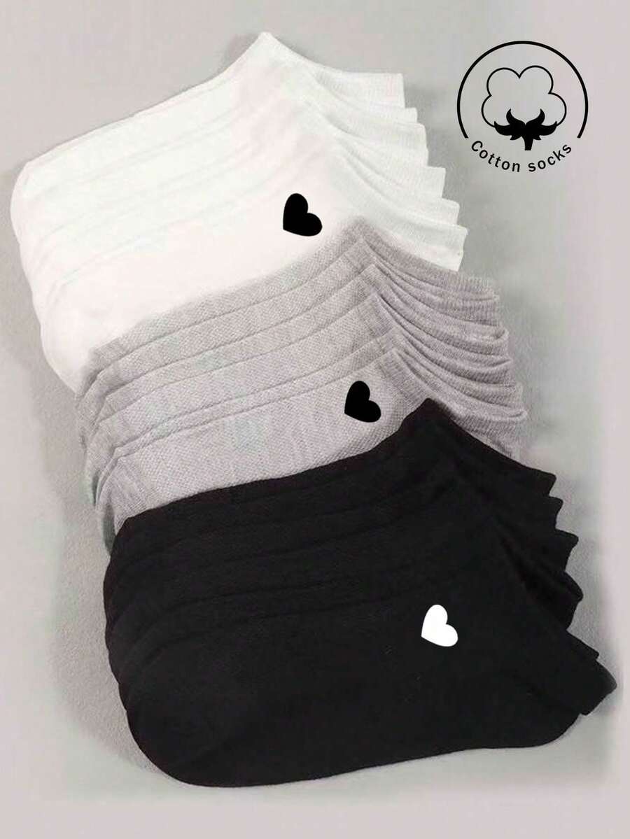 30/20/15/10/5/3/1 双装女士棉袜，隐形袜，短袜，白色袜，灰色袜，黑色袜，女士袜，可爱袜，女童袜，四季皆宜，透气网眼设计，吸湿排汗，柔软顺滑，适合节日、运动、休闲、商务等日常穿着，颜色随机组合 - 彩色 - 查看 1