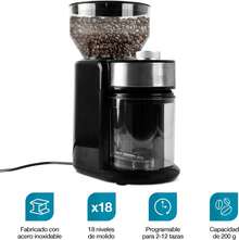 CASA LITUS Molino de Café Eléctrico Profesional 200gr, Moledor de Café en Grano 18 Niveles de Molienda: Espresso, Prensa Francesa, Cafetera, Cafetera Italiana (Moka), Cuchillas de Acero Inoxidable - 1 - Ver 2