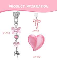 3pcs Cute Kindle Accessories Set, Including Dust Plug Pendant (Type-C/USB-C), Heart-Shaped Grip Stand, And Shiny Keychain With Hook, Suitable For Kindle Paperwhite 11th And 12th Generation - Multicolor - View 10