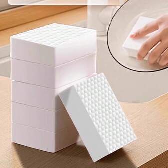 10片装高密度纳米海绵擦，适用于清洁鞋子、厨房、茶杯 - 洗碗，多用途清洁布 - 耐用高密度双面加厚海绵，可去除污渍，洗碗海绵，纳米海绵魔力擦，餐具和厨房用具清洁木浆海绵擦洗器，洗碗海绵布