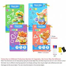 32/128 Pages/1 Set Of Thinking And Enlightenment Practice Pen Holding Training Books, Soy Ink Printing Reusable Magic Exercise Books, Educational Montessori Painting Books, Erasable Exercise Books For Boys And Girls, Suitable For Parent-Child Education Digital Letter Cognition, Children's Day Christmas Gifts - Multicolor - View 5