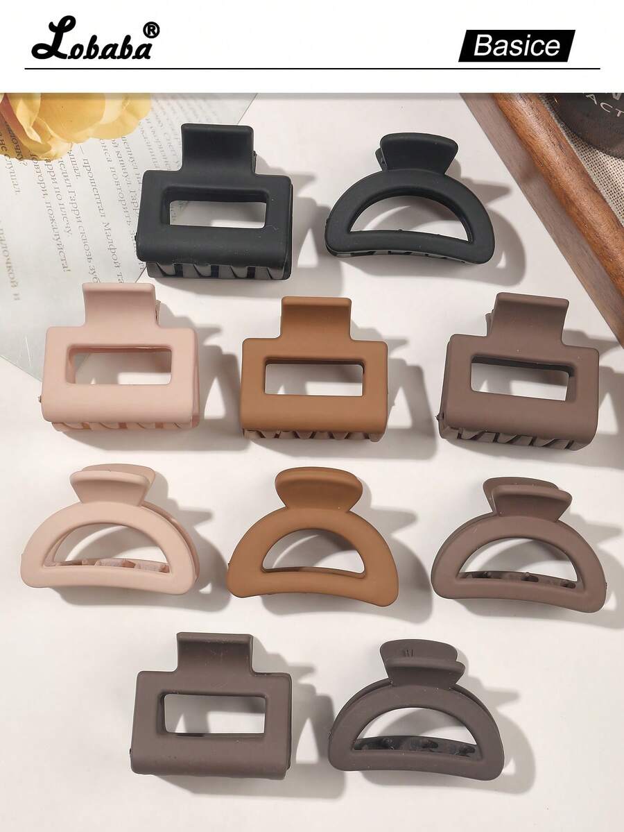 10 قطعة/مجموعة مشابك شعر صغيرة نصف دائرية بلون أسود وبني داكن، إكسسوارات شعر جميلة وعصرية لتثبيت الغرة والشعر المتطاير، مشابك شعر موضة الشتاء