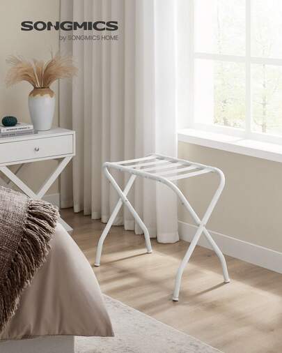SONGMICS Luggage Rack, Pack Of 2, Luggage Racks For Guest Room, Suitcase Stand, Steel Frame, Foldable, For Bedroom