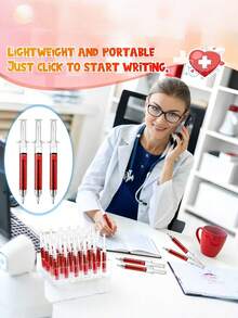 1 st utdragbar sjuksköterskepenna med bloddropps-kulspetspenna – realistisk medicinsk design, bulkförpackning med displaybox, lämplig för läkare och sjuksköterskor, back to school - Multifärgad - Visa 3
