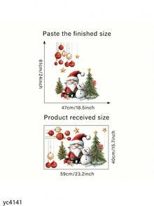 1 pieza Adorno rústico de gnomo y muñeco de nieve de Navidad de PVC y vidrio, calcomanía autoadhesiva extraíble para ventanas de DIY para decorar el hogar, la cocina, la sala de estar, el dormitorio, el estudio, el baño, decoración festiva navideña