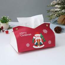Caja de pañuelos con impresión de pintura al óleo navideña, caja de pañuelos de Papá Noel, soporte creativo para pañuelos de decoración del hogar - Multicolor - Ver 13