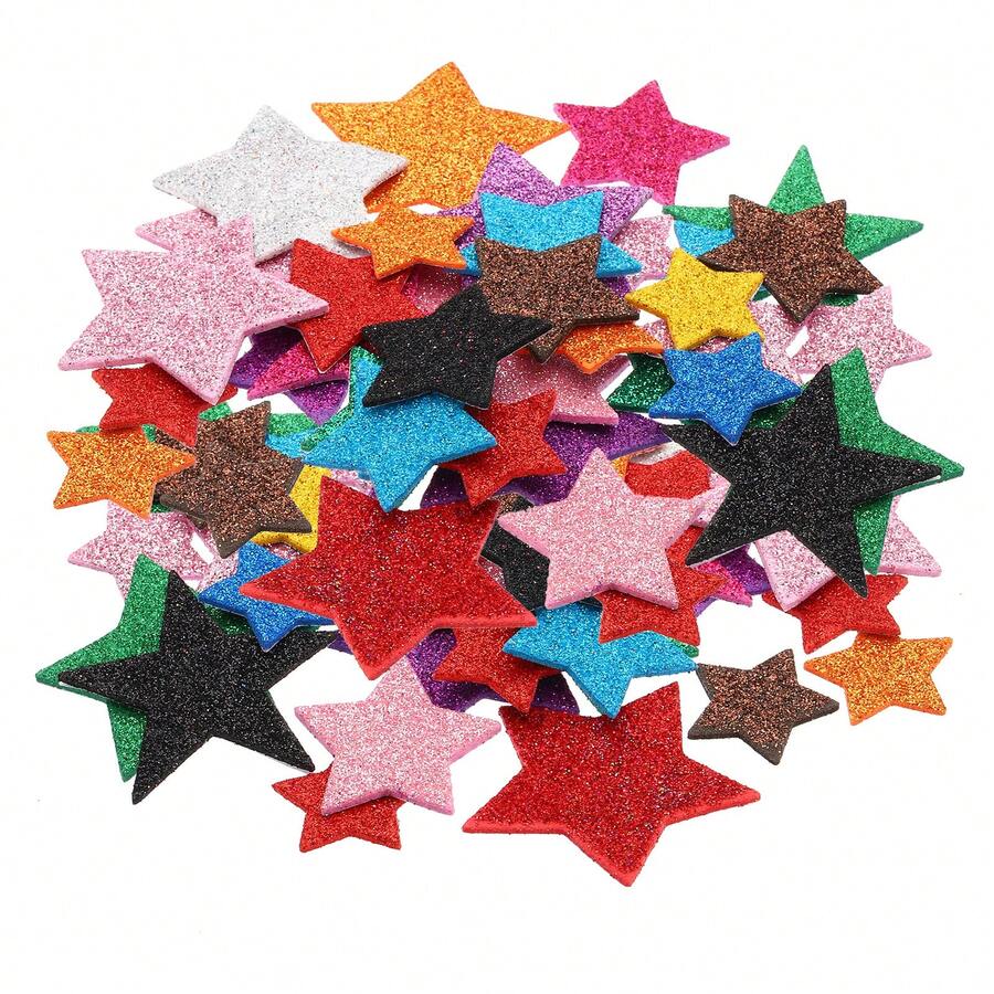 Foam Stickers, EVA Self Adhesive Glitters Foam Shape Sticker Craft Supplies For Scrapbook Card DIY Making Home Decor - 五角星 60Pcs - 查看 1