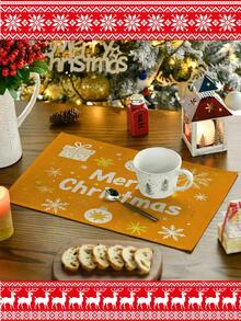 1 pieza Mantel decorativo navideño, Opciones de tamaños múltiples para camino de mesa, Decoración navideña para el hogar, Papá Noel, Campanas, Muñeco de nieve, Hombre de jengibre, Árbol de Navidad, Regalos, Enanos