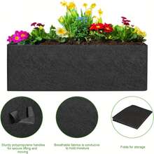  4 Packs Grow Bags, 6/10 Gallon Thickened Nonwoven Fabric Raised Garden Bed Square Flower Planter, Black Rectangle Heavy Fabric Raised Garden Bed For Vegetable Potato Onion, Durable Breathe Cloth Planting Container Pot For Indoor And Outdoor