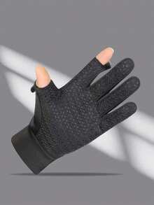 1 Pair Winter Outdoor Cycling Two-Finger Flip-Top Gloves - Black - View 7