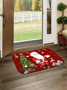 Felpudo decorativo con estampado de Papá Noel, hecho de poliéster, lavable a máquina, antideslizante y resistente a las manchas, liviano y adecuado para el hogar, dormitorio/sala de estar/cocina, tejido a máquina, diseño navideño para alfombra de cocina - Multicolor - Ver 6