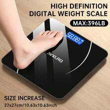 Bathroom Scale, High-Precision Digital Weighing Machine, Compact Size, LED Display, Doctor's Scale With Strong Tempered Glass, 396 Lbs - Black - View 9