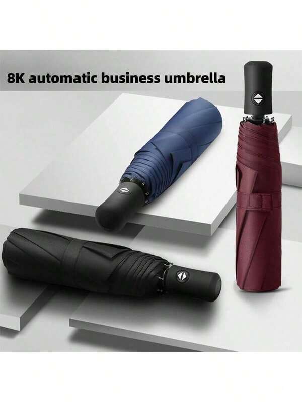 1pc Double-Layer Automatic Windproof And Rainproof Umbrella, Reinforced Windproof And Rainproof Umbrella, Multi-Functional Travel Umbrella, Portable Travel Umbrella, Outdoor Sunshade Umbrella Suitable For Both Men And Women, Simple Solid-Color Business Umbrella, Essential School Supplies, Halloween/Christmas Items