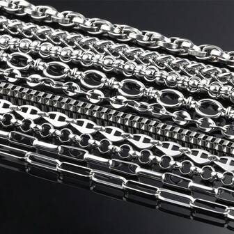 1m 304 Stainless Steel Jewelry Chain, Multi-Style DIY Bracelet Necklace Accessories, Rust-Proof Decorative Chain For Clothing