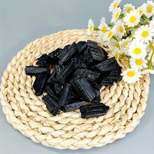 1pc Black Natural Tourmaline Stone - Raw Stone For Home Decor, Outdoor Garden Ornament, Holiday Gift, Art Deco Style, Family Theme, Stone Material, Perfect For Room Decor