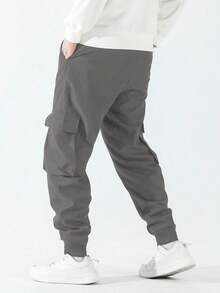 Quần jogger in chữ thường ngày cho nam - Xám - Xem 2
