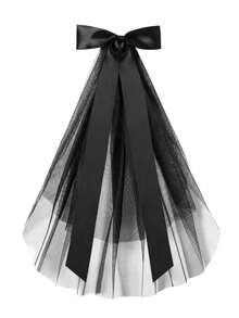 1 chiếc khăn voan đen có nơ, phụ kiện đội đầu cosplay cho phù thủy bóng tối, cô dâu ma cà rồng, phụ kiện phong cách Gothic cho ngày Valentine, phụ kiện tóc cưới. - màu đen - Xem 5