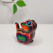 قطعة واحدة من تمثال القطة الخشبي اليدوي الجميل - نسيج خشبي طبيعي فريد، هدية مثالية للأصدقاء، لا يتطلب كهرباء (لون حبيبات الخشب عشوائي)