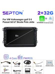 SEPTON 1pc SPETON 2Din Car Radio Android For VW Golf Touran Polo Tiguan Jetta Passat B5 B7 B6 CC Skoda Jetta Universal Multimedia Carplay 5GWifi6 GPS Navigation Car Setero - Apricot - View 13