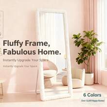 1pcs Fluffy Mirror Cover - 64"X21" Full Length Stretch Universal Ultra Soft Non-Slip Cover Warm Home Decor For Bedroom Cloakroom, Gift For Girls - 彩色 - 查看 2