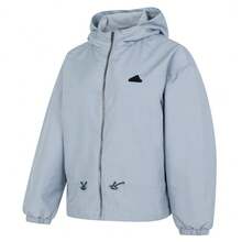 Adidas 女士保暖连帽夹克，防风户外运动休闲外套 - 藍色 - 查看 4