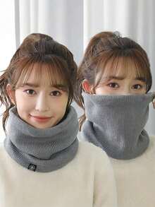 1 件女士针织围巾，带羊毛围脖，防风护耳骑行面罩，男士护颈围巾 - 彩色 - 查看 8
