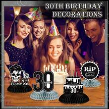 Pack RIP To My 20s Birthday Decorations Death To My 20s Decorations RIP 20s Birthday Black And White Honeycomb Centerpieces Decorations Funeral For My Youth 30th Birthday Table Decorations Decor - 如圖 - 查看 7