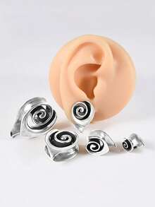 1PC Copper Heart Swirl Ear Gauges Snake Ear Tunnel Plugs Apiral Expanders Shell Earrings Plugs Piercing Body Jewelry