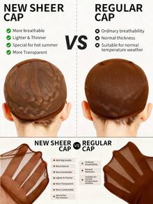 女士假发帽套装 - 蕾丝前假发帽，透气网布，适合日常佩戴和作为圣诞礼物 - 彩色 - 查看 6