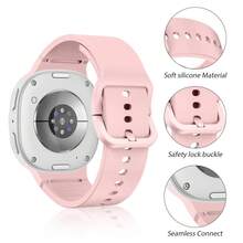 Soft Silicone Watch Band + PC Watch Case Combo Set, Compatible With Samsung Galaxy Watch 8/8 Classic (40mm/44mm/46mm), Sweat-Resistant Flexible Rubber Watch Band, Compatible With Samsung Galaxy Watch 8/8 Classic Smartwatch Accessories, Back To School Essential - Official Light Pink-pink Line - View 3