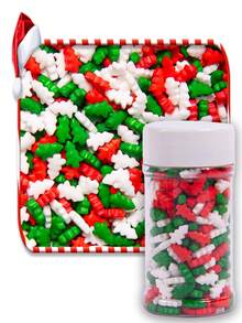 Christmas Sprinkles, Multicolored Pearls For Cake Decorating, Snow Flower Sprinkles For Baking, Pearls Jimmies Mix, Cake Topper Ice Cream Cupcake Cookie Toppings Dessert Decorations, Christmas Winter Party Supplies