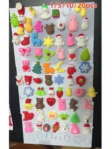 1/5/10/20pcs Christmas Mochi Soft Toys, Random Styles - Christmas Squishies, Suitable For Party Favors, Christmas Stocking Stuffers, Birthday Gifts, Classroom Rewards And Gift Bags