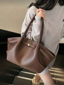 Nuevo bolso de mano de invierno de gran capacidad, bolso casual y sencillo para mujeres, bolso de hombro de gran capacidad, de moda, de debajo del brazo, bolso de compras, bolso retro multifuncional para ir y venir, bolso de hombro de un solo hombro con tela de PU, espacio interior espacioso, correa de hombro cómoda en línea, cierre magnético adecuado para mujeres, estudiantes universitarios, trabajo, ir y venir, viajes de negocios, un bolso de gran capacidad y alta apariencia