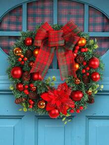 1 Stück, 37,5 cm Weihnachtskugel-Kranz-Anhänger, mit künstlichen Blumen und Schleifen-Design, geeignet als festliche Dekoration für Zuhause, Innenraumgestaltung, Aufhängen an der Haustür und Wanddekoration. Weihnachtsdekorationen, Winterraumdekoration, Weihnachtsdekorationen Zuhause, Weihnachtsgeschenke, Weihnachtsdekoration - Verschiedenfarbig - Übersicht 5
