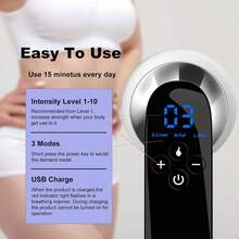 Blekrasi Moldeador corporal, masajeador inalámbrico de mano, máquina multifunción portátil: para abdomen, cintura, brazos, piernas y glúteos, herramientas para el hogar para mujeres. - Negro - Ver 8