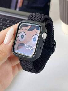 1 peça Pulseira de Apple Watch Tecida com Estampa Floral Miúda + 1 peça Capa de Silicone Adequada para Novo Apple Watch S10, Compatível com Apple Watch 9, 8, 7, 6, 5, 4, SE
