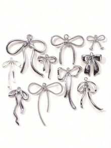 Ciondolo minimalista e carino a fiocco, ciondolo in lega di alluminio a nastro vuoto, ciondolo a fiocco carino in lega vuota per la realizzazione di gioielli fai-da-te, adatto per collane, orecchini, cinturini per telefono, charm per borse, portachiavi, decorazioni per vacanze, gioielli, ideale per regali di San Valentino, Natale, Capodanno